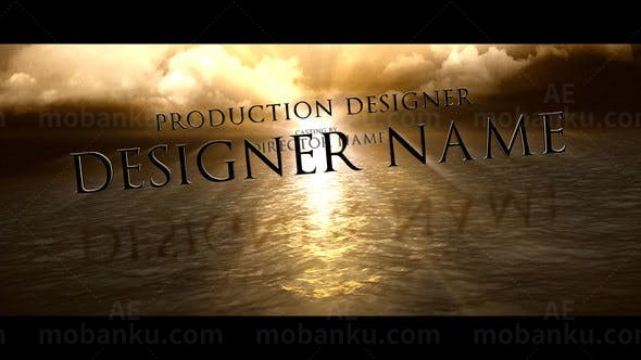 水面快速掠影展示片头文字标题AE模板