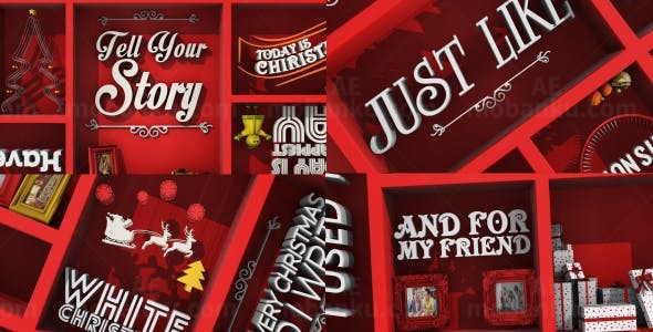 圣诞标题柜子展示AE模板