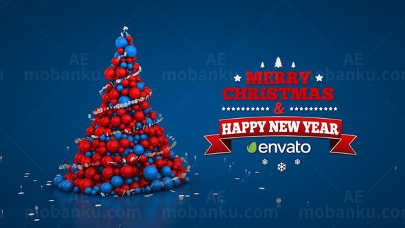 圣诞彩球树动画AE模板