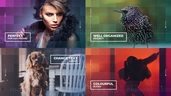 多彩网格切换展示AE模板