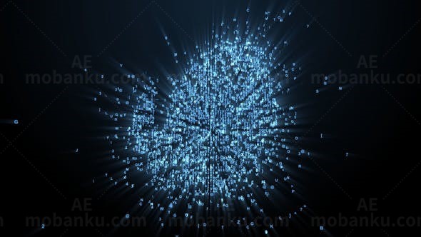 发光数字字母聚集揭示标志AE模板