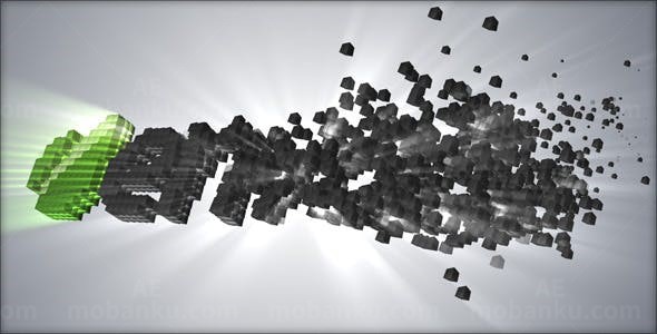 三维黑色马赛克效果揭示标志AE模板