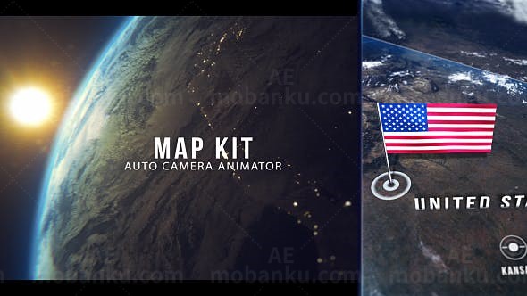 世界地图动画元素包AE模板