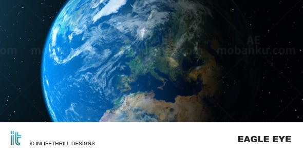 深空地球拉近缩放片头展示AE模板