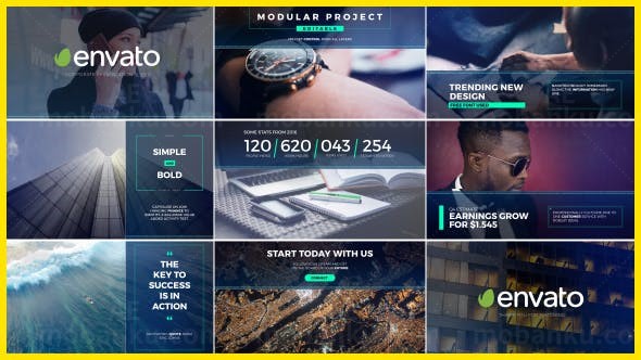 迷你商务风格照片切换展示AE模板