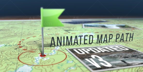 地图旅游导航动画AE模板