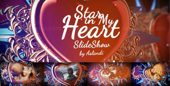 情人节爱心照片切换展示AE模板