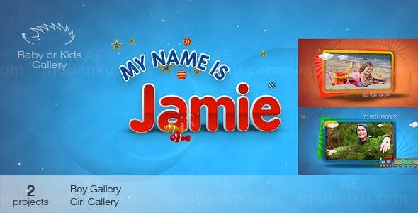 卡通风格儿童图片视频展示AE模板