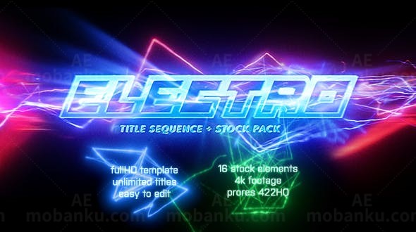 能量光效闪电动画标题AE模板