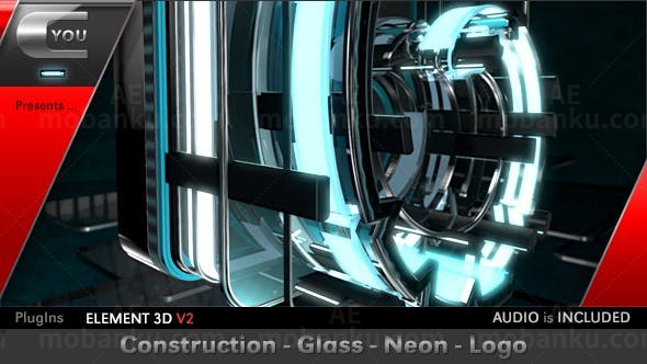 玻璃材质机械组装霓虹标志AE模板