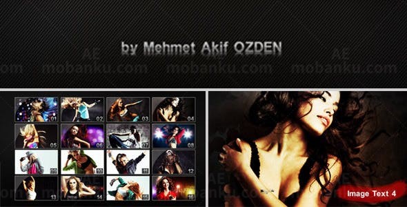 动感节奏网格图片翻转效果展示AE模板