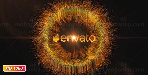 金色粒子光束爆炸揭示标志AE模板