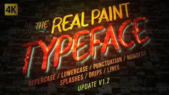 逼真手绘动画字母包AE模板