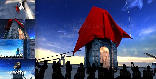 三维城墙直升机揭幕展示标志AE模板