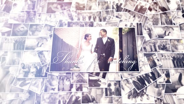 婚庆相册照片堆叠展示AE模板