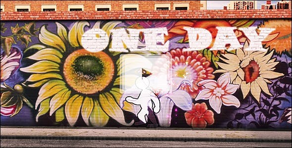 三维动画建筑墙面小人剪影动画AE模板