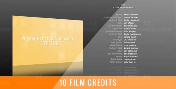 黑色背景电影片尾字幕展示AE模板