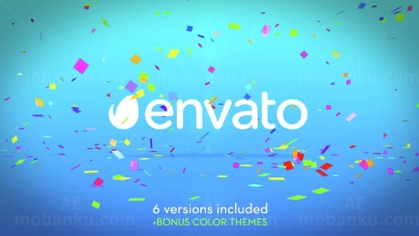 彩纸碎片动画标志AE模板