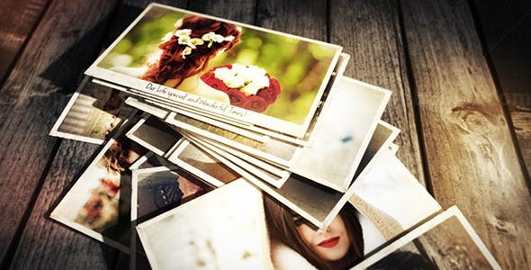 照片堆叠抛散开爱恋回忆相册展示AE模板