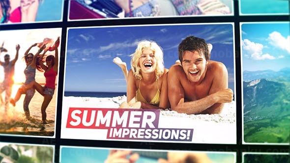 网格照片墙切换展示AE模板