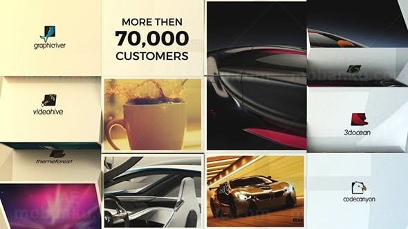 三维网格方块翻转幻灯片AE模板