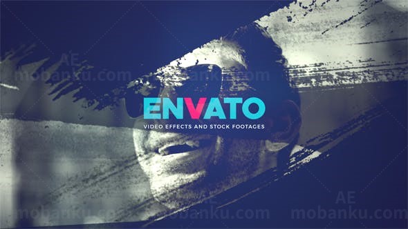 笔刷擦除效果照片切换标志AE模板