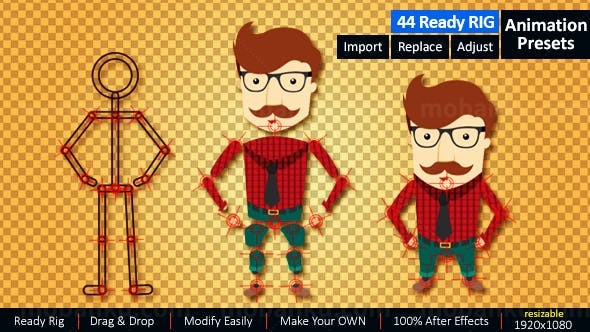 骨骼动画预设AE模板