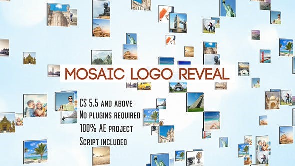 照片聚集成马赛克动画标志AE模板