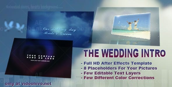 天空白云粒子背景婚礼图片展示AE模板