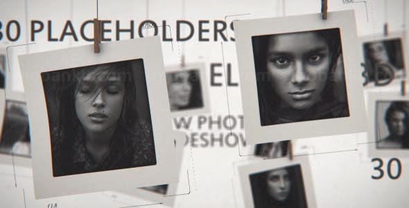 夹挂照片相册展示AE模板