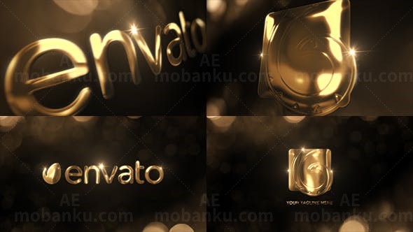 优雅金色标志展示AE模板