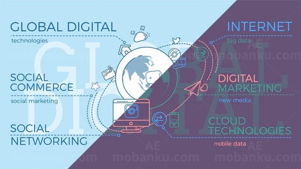 数字化全球动画元素AE模板