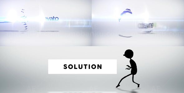 火柴人推标志展示AE模板