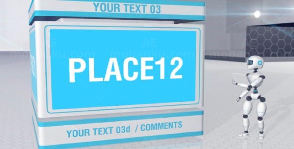 机器人视察方块屏展示AE模板