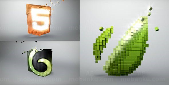 三维空间方块拼装揭示标志AE模板