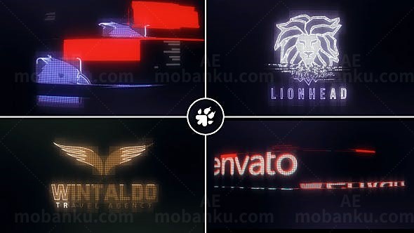 数字故障效果标志展示AE模板