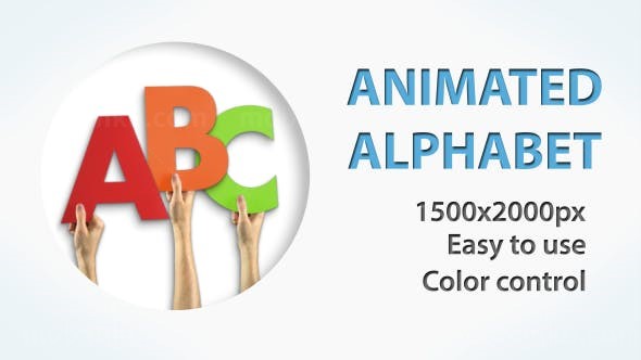 手持字母展示AE模板