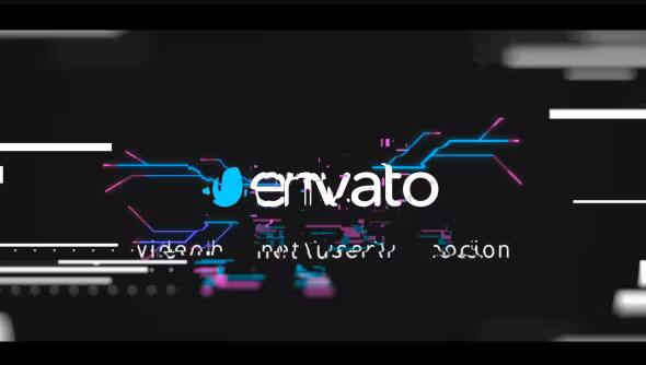 现代科技感信号损坏Logo展示AE模板