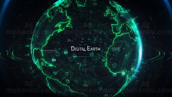 数字地球标题展示AE模板