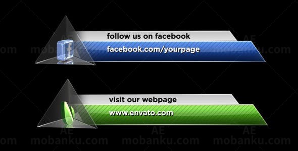 三角玻璃椎体呼出字幕条效果AE模板