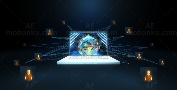 网格地球互联片头AE模板