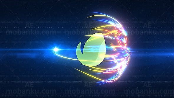 多彩光线标志展示AE模板