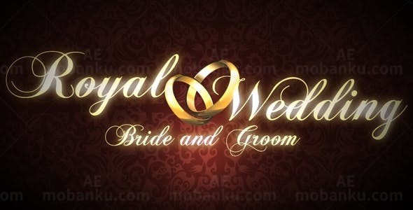 皇家豪华婚礼照片墙展示AE模板