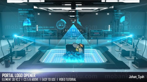 科技实验室标志片头AE模板