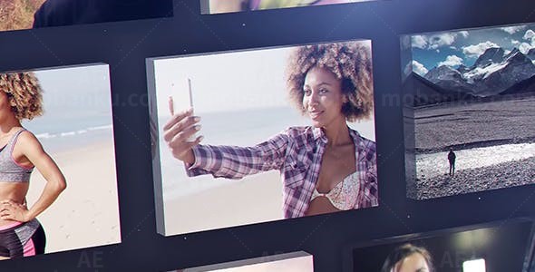 透明长方体相册展示AE模板