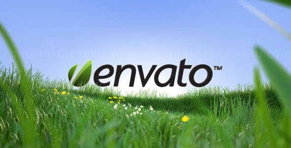 自然草丛标志展示AE模板