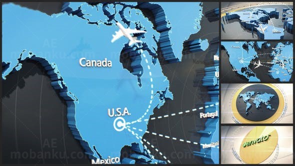 全球世界连线AE模板