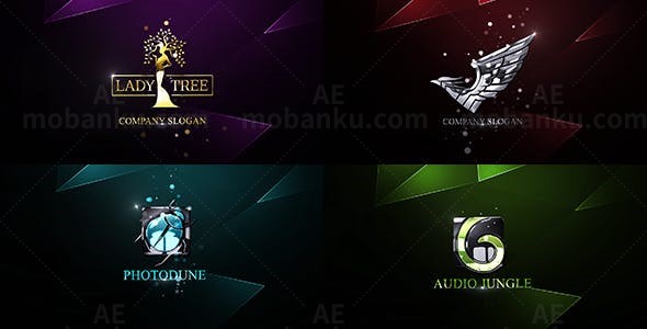 优雅玻璃碎片标志展示AE模板