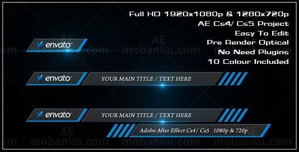 深色背景横向飞入效果字幕条AE模板