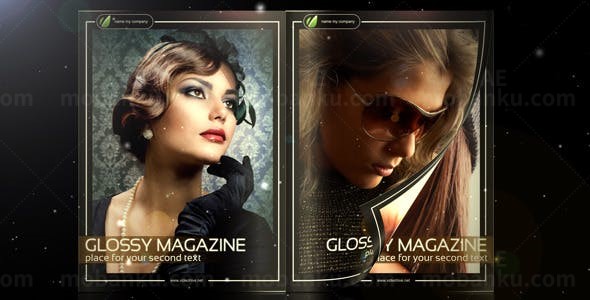 星空粒子背景杂志翻页效果切换图片展示AE模板